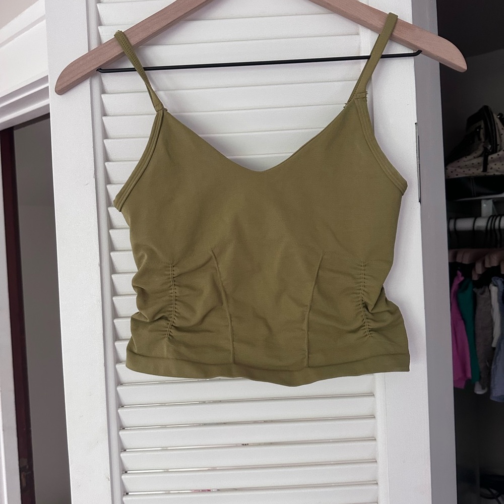 Free People Green Fitted Ruched Camisole
